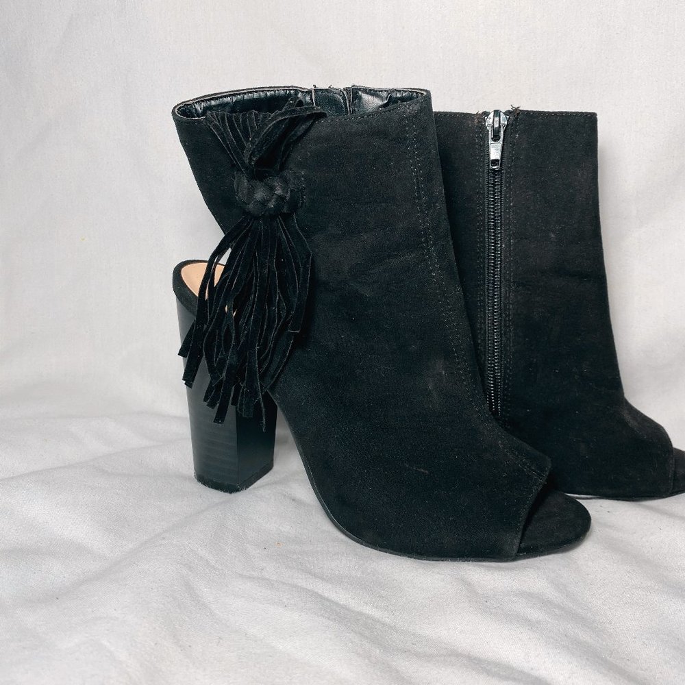 Fringe Open Heel Booties